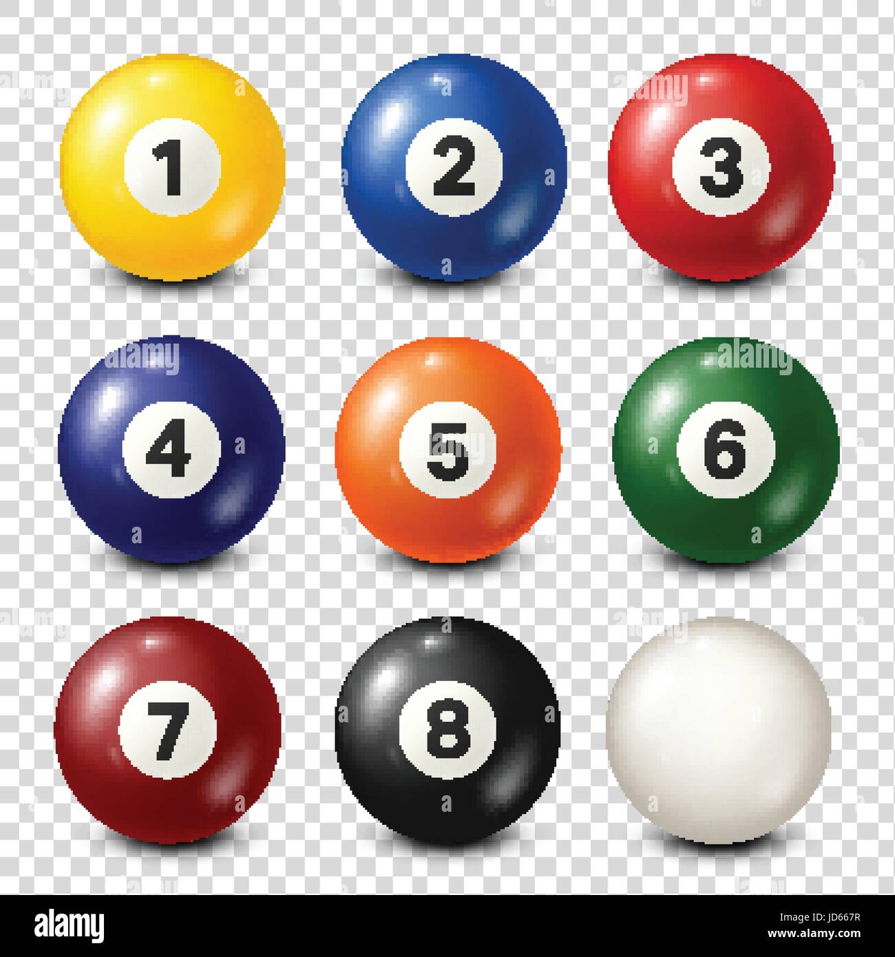 Boules de billard pool,collection. Snooker. Fond transparent. Vector  illustration Image Vectorielle Stock - Alamy
