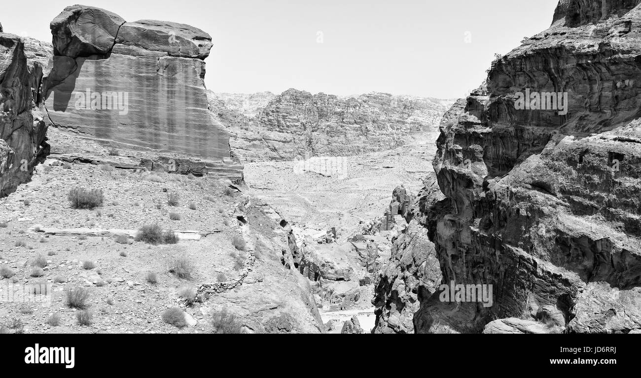 Haut de l'antique site de Pétra en Jordanie, la belle merveille du monde Banque D'Images