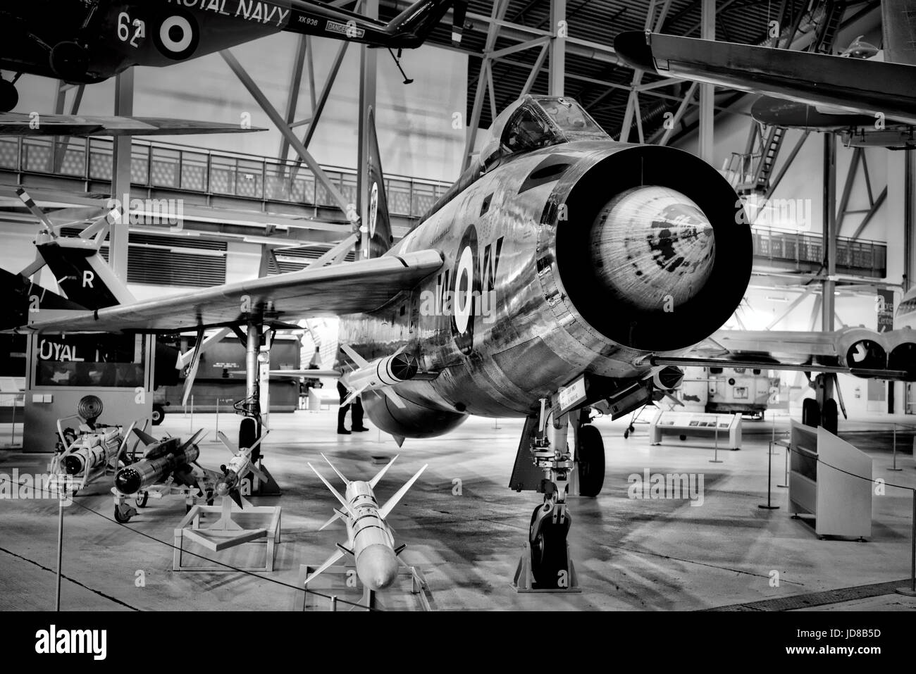 English Electric Lightning F.1 interceptor dans l'air de Duxford Museum. Banque D'Images