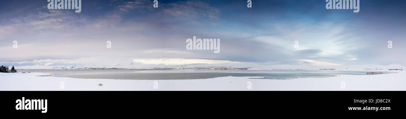 Panoramique horizontal, landscape scenic à jour, l'Islande, l'Europe. Nature de l'Islande 2017 hiver froid Banque D'Images