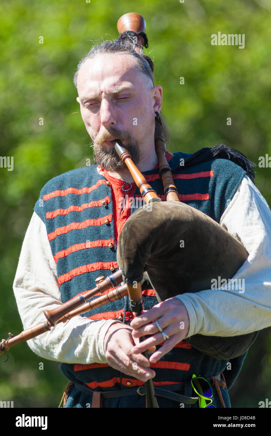 Cornemuse au festival 'Légendes de la Norwegian Vikings' sur la Journée de la ville Banque D'Images