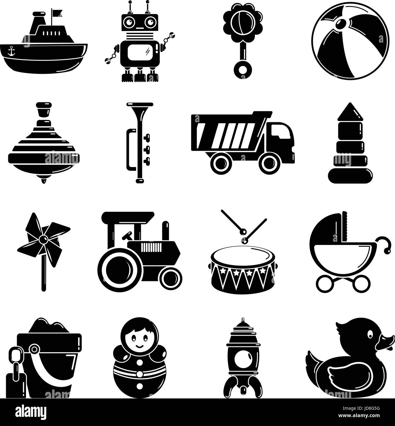 Kids toys icons set, le style simple Illustration de Vecteur
