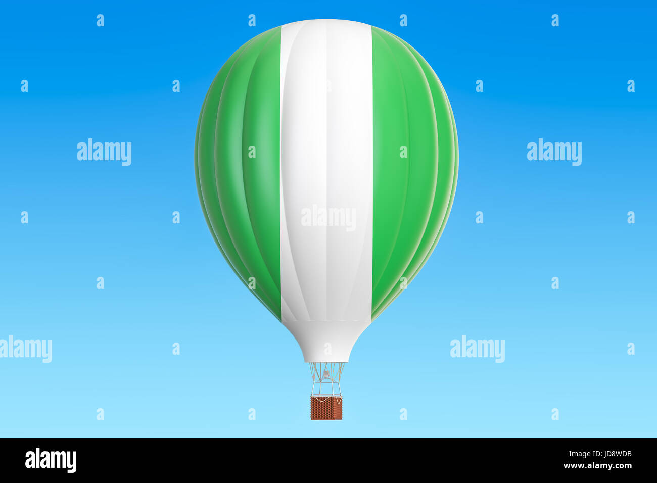 Ballon à air chaud avec le Nigeria d'un drapeau, rendu 3D Banque D'Images
