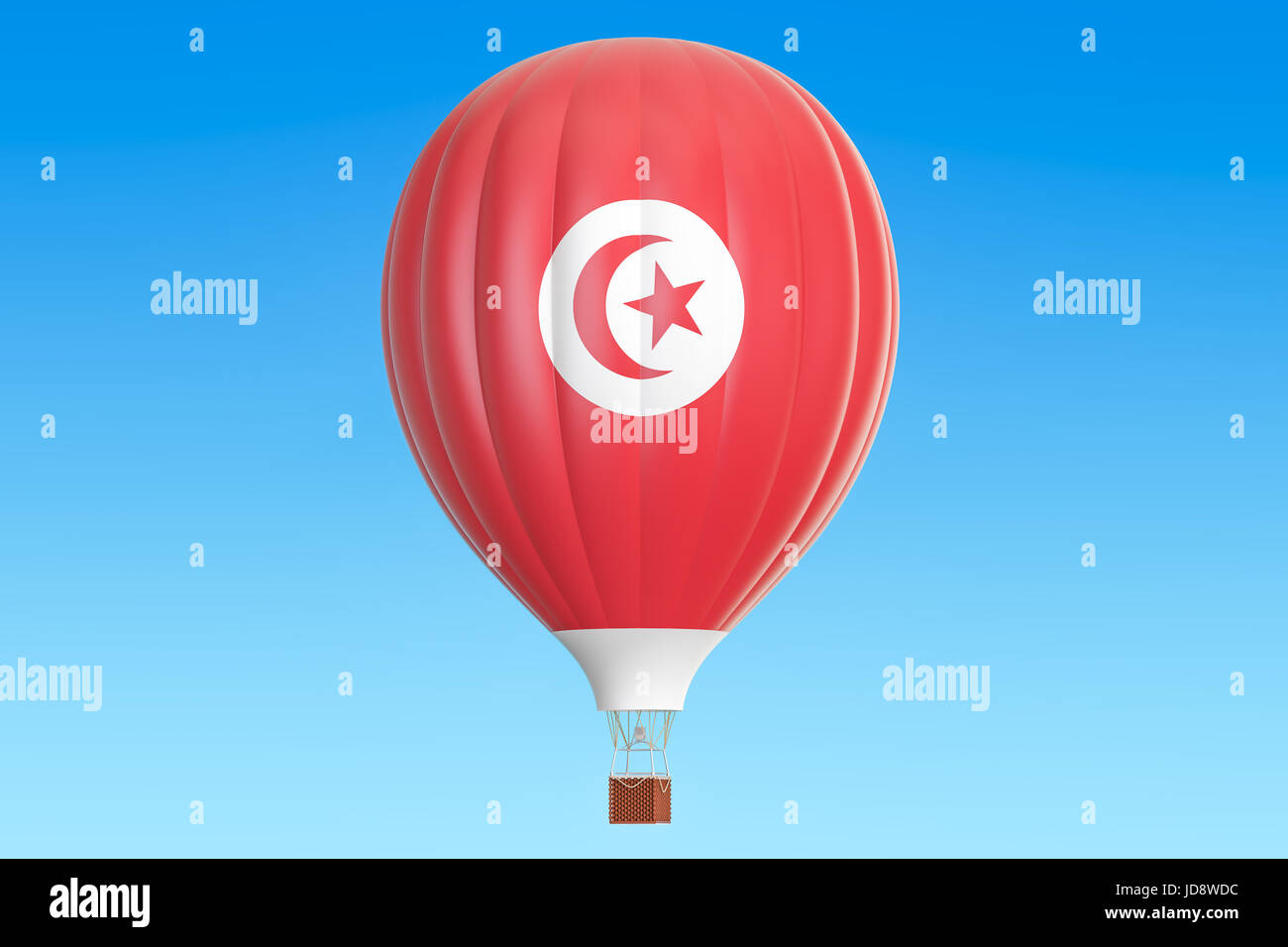 Hot Air Balloon avec drapeau Tunisie, rendu 3D Banque D'Images