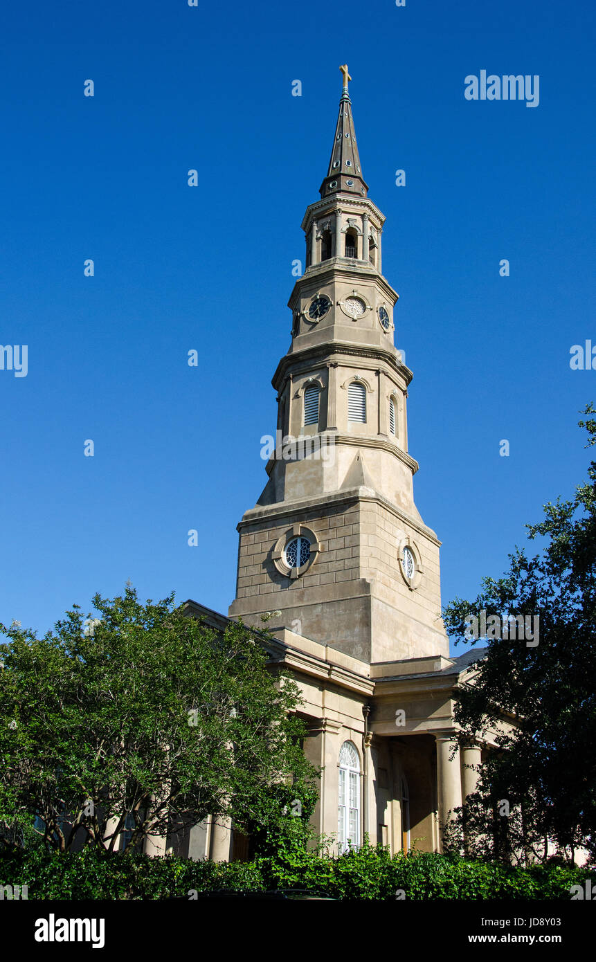L'église anglicane Philips, située dans la ville historique de Charleston, en Caroline du Sud, est répertoriée comme site historique national. Banque D'Images