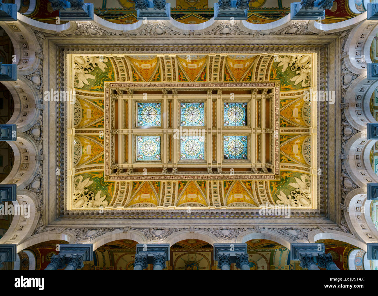 Capitol building interior showing ornately caractéristiques plafond décoratif, Washington DC, USA. Washington capital usa 2016 automne Banque D'Images