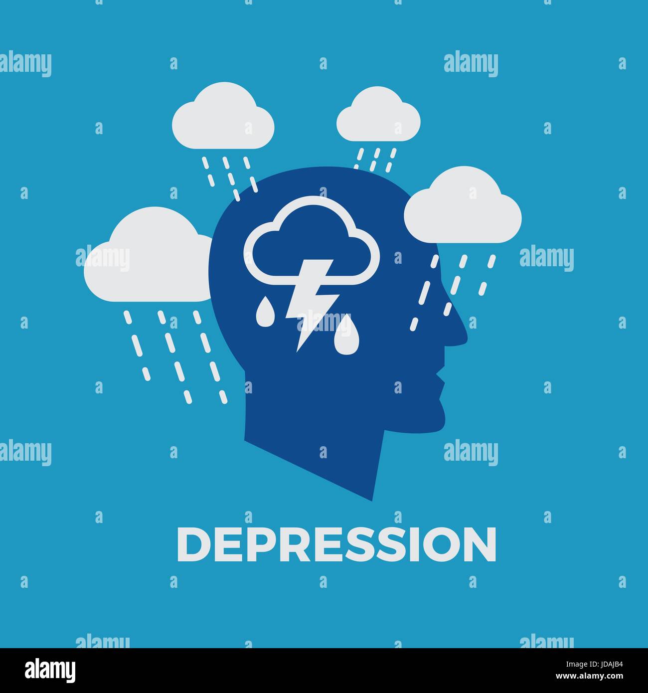 La dépression. Concept vector illustration sur fond bleu Illustration de Vecteur