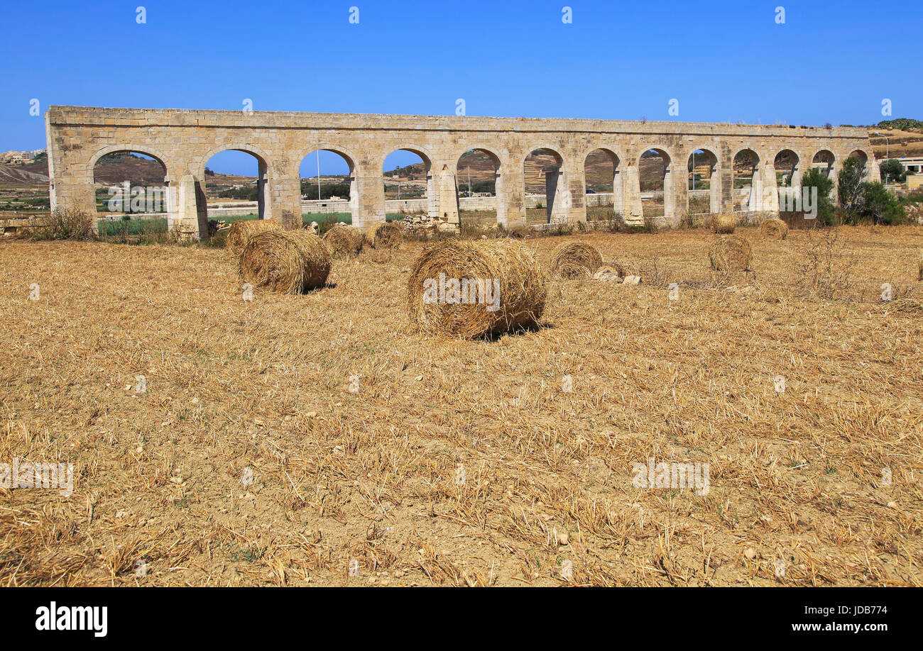 Aqueduc de l'île de Gozo, Malte construit entre 1839 et 1843 Banque D'Images