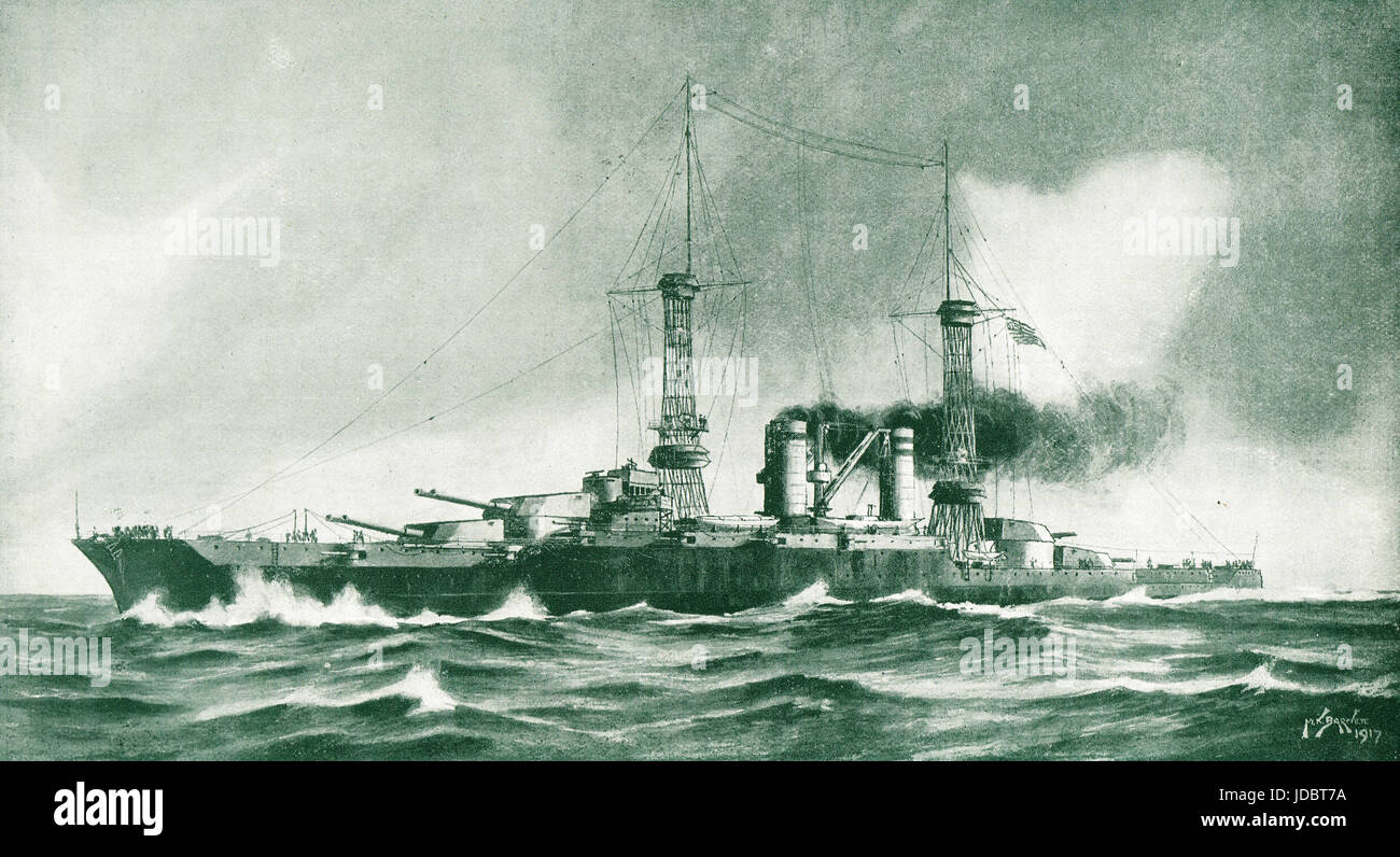 USS Colorado (ACR-7) (plus tard rebaptisé Pueblo) 1917 illustration Banque D'Images