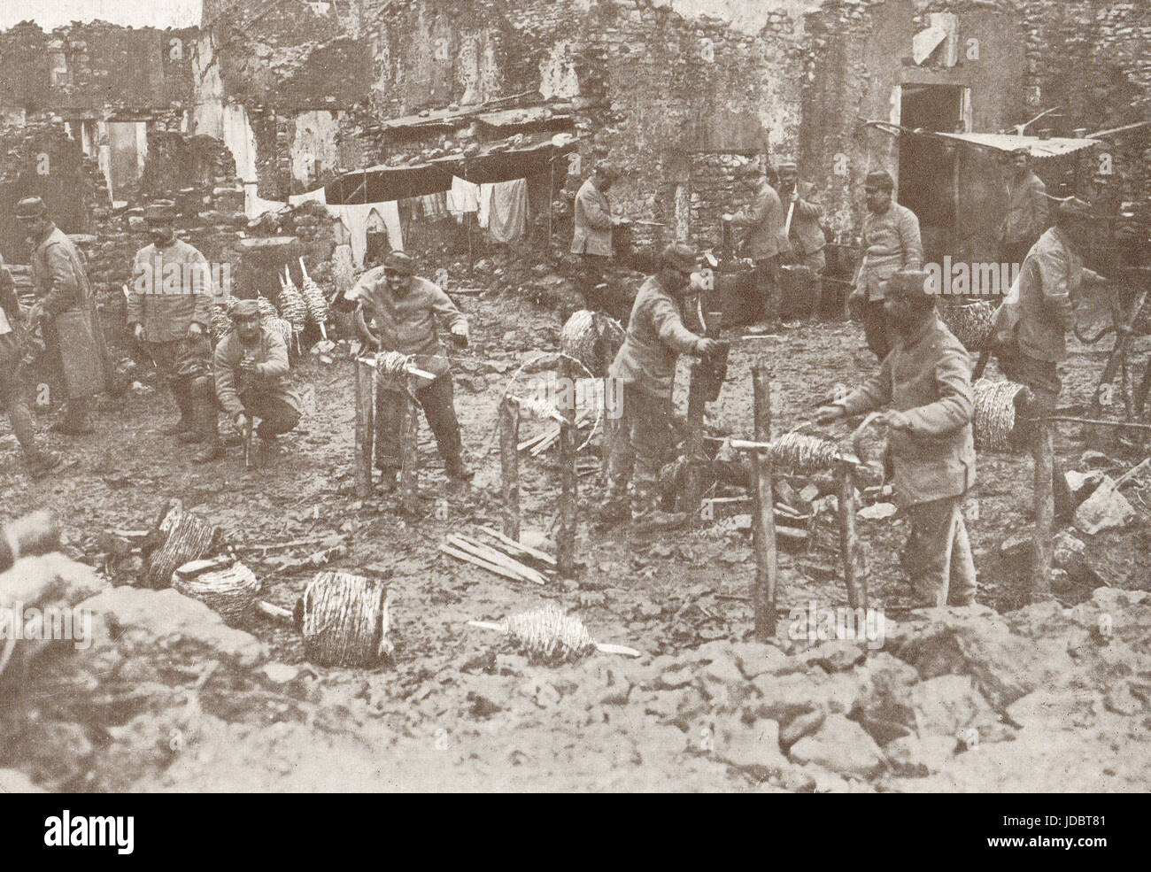 Défenses de barbelés à Verdun 1916 Banque D'Images