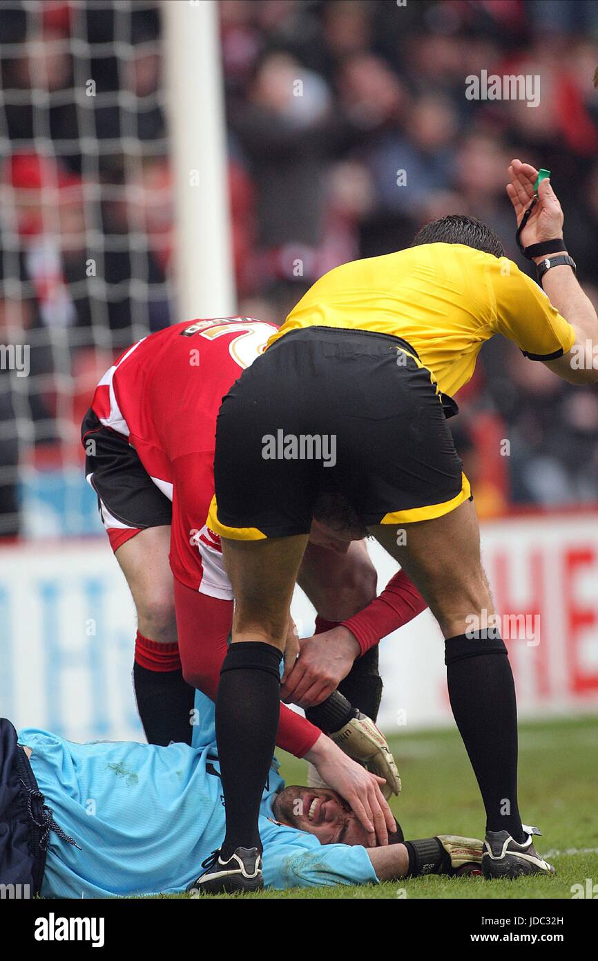 Dommage SHEFFIELD UTD BO MYHILL V HULL CITY BRAMALL LANE SHEFFIELD ANGLETERRE 14 Février 2009 Banque D'Images