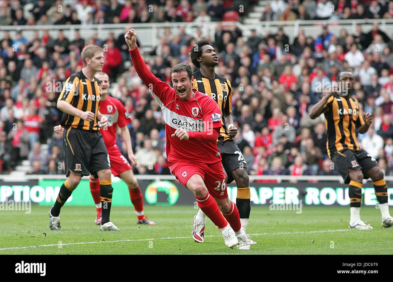 MATTHEW BATES REND 2-1 MIDDLESBROUGH V HULL CITY MIDDLESBROUGH ANGLETERRE RIVERSIDE LE 11 AVRIL 2009 Banque D'Images