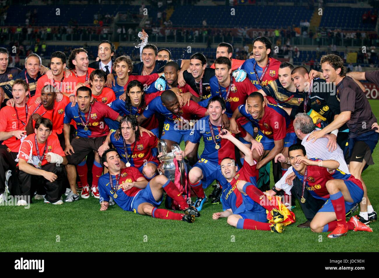 Barcelone Barcelone CÉLÉBRER GAGNER V MANCHESTER UNITED STADIO OLIMPICO ROME ITALIE 27 Mai 2009 Banque D'Images