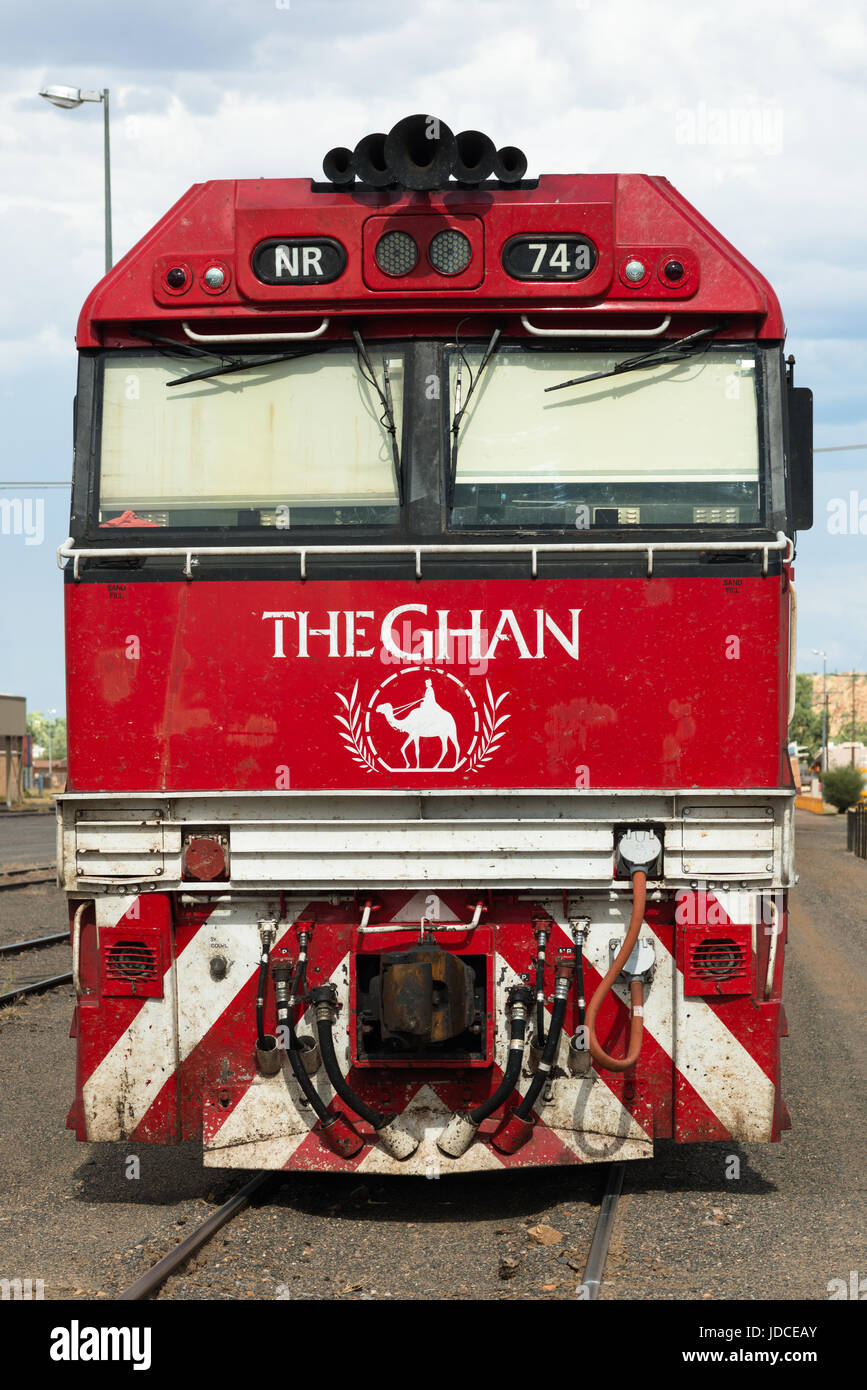 Le célèbre Ghan train à la gare d'Alice Springs. Centre de l'Australie Banque D'Images