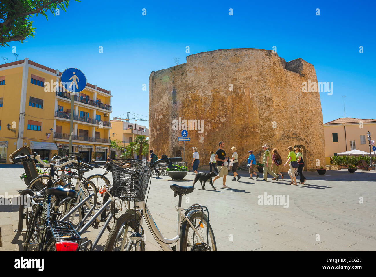 Alghero Sardaigne, la Torre de Sant Joan - l'une des 7 tours médiévales situées dans la zone de vieille ville d'Alghero, au nord de la Sardaigne. Banque D'Images