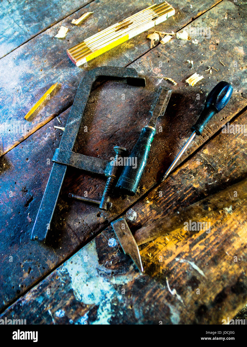 Vieux outils de menuiserie Banque D'Images