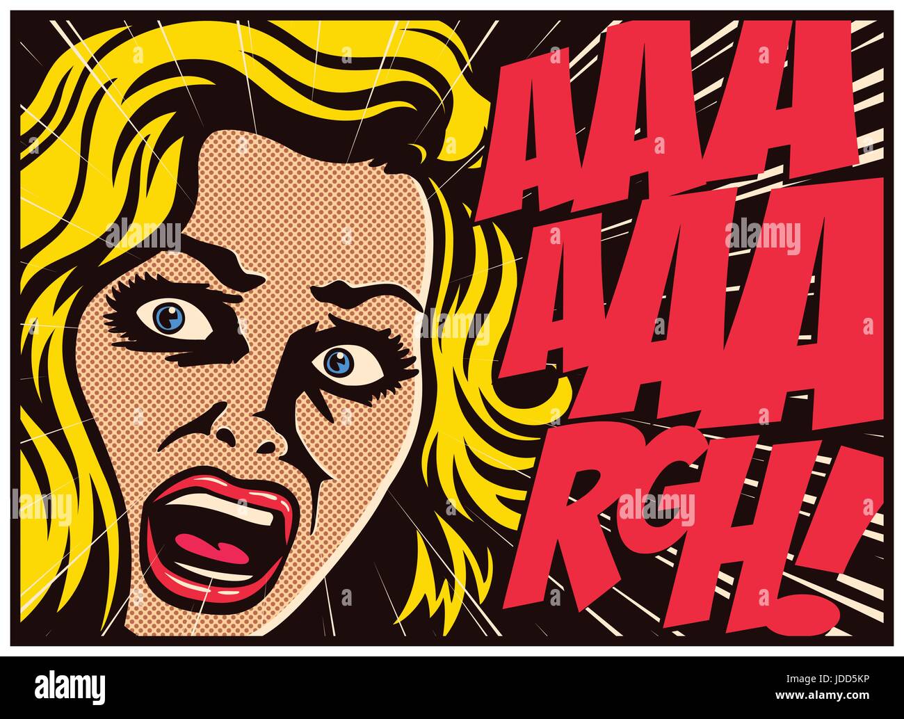 Style Pop Art comic book avec femme terrifiée dans une panique crier de peur vector illustration conception d'affiches Illustration de Vecteur