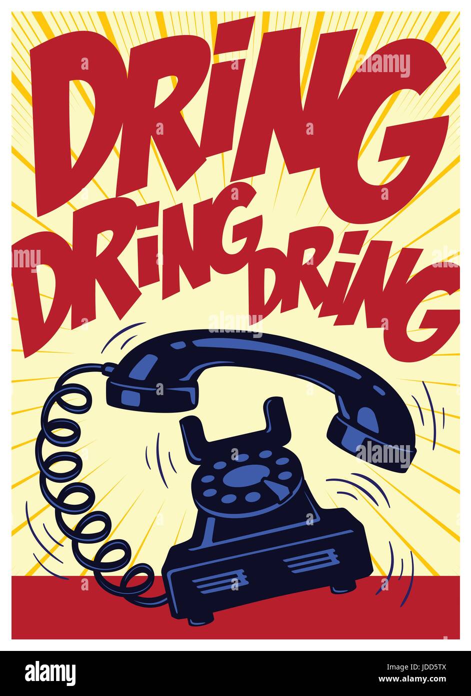 Retro téléphone sonner fort vintage pop art comic book style vector illustration Illustration de Vecteur