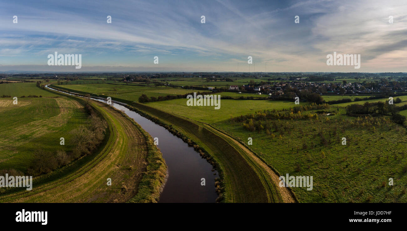 Vue aérienne de la rivière Wyre à grands Eccleston Banque D'Images