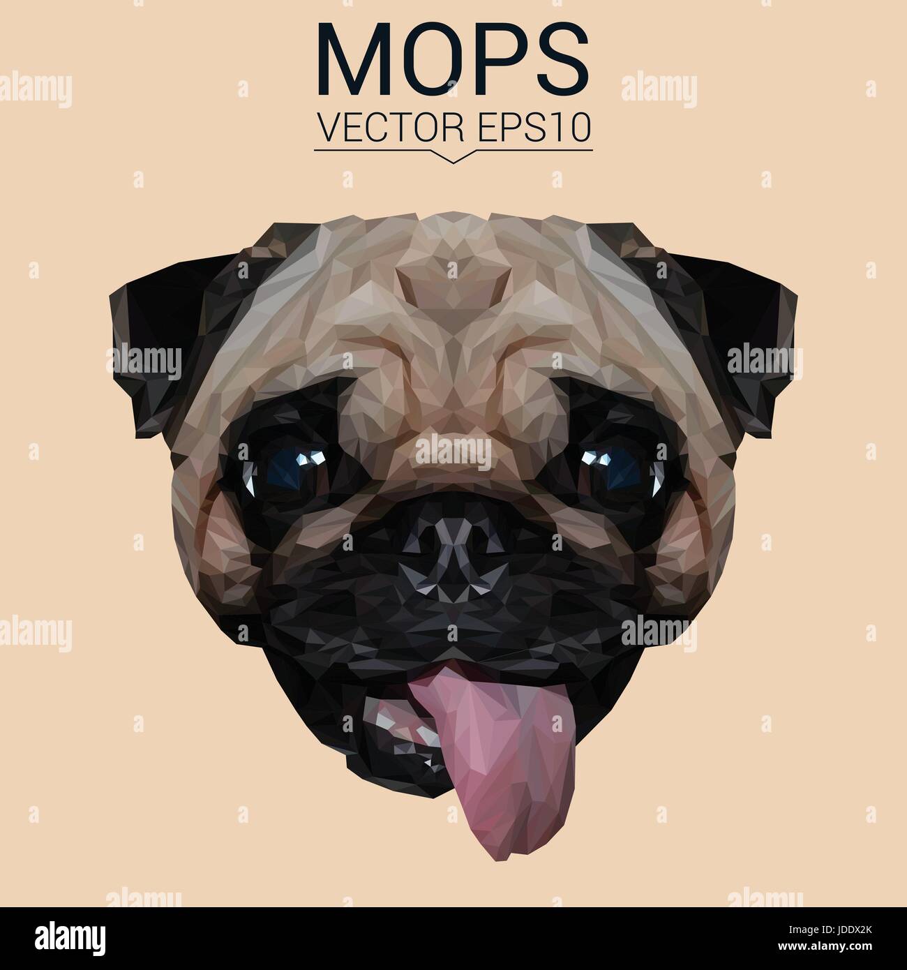 Mops Pug low poly design. Illustration de Vecteur