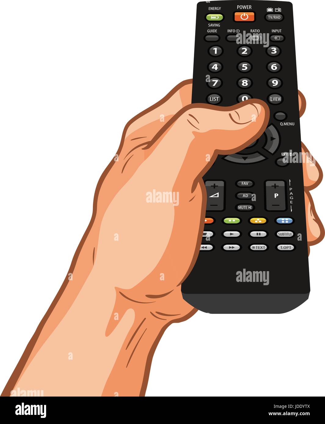 Télécommande du téléviseur tenant dans la main. Vector illustration Illustration de Vecteur