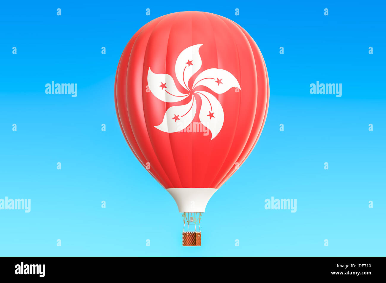 Hot Air Balloon avec drapeau Hong Kong, rendu 3D Banque D'Images