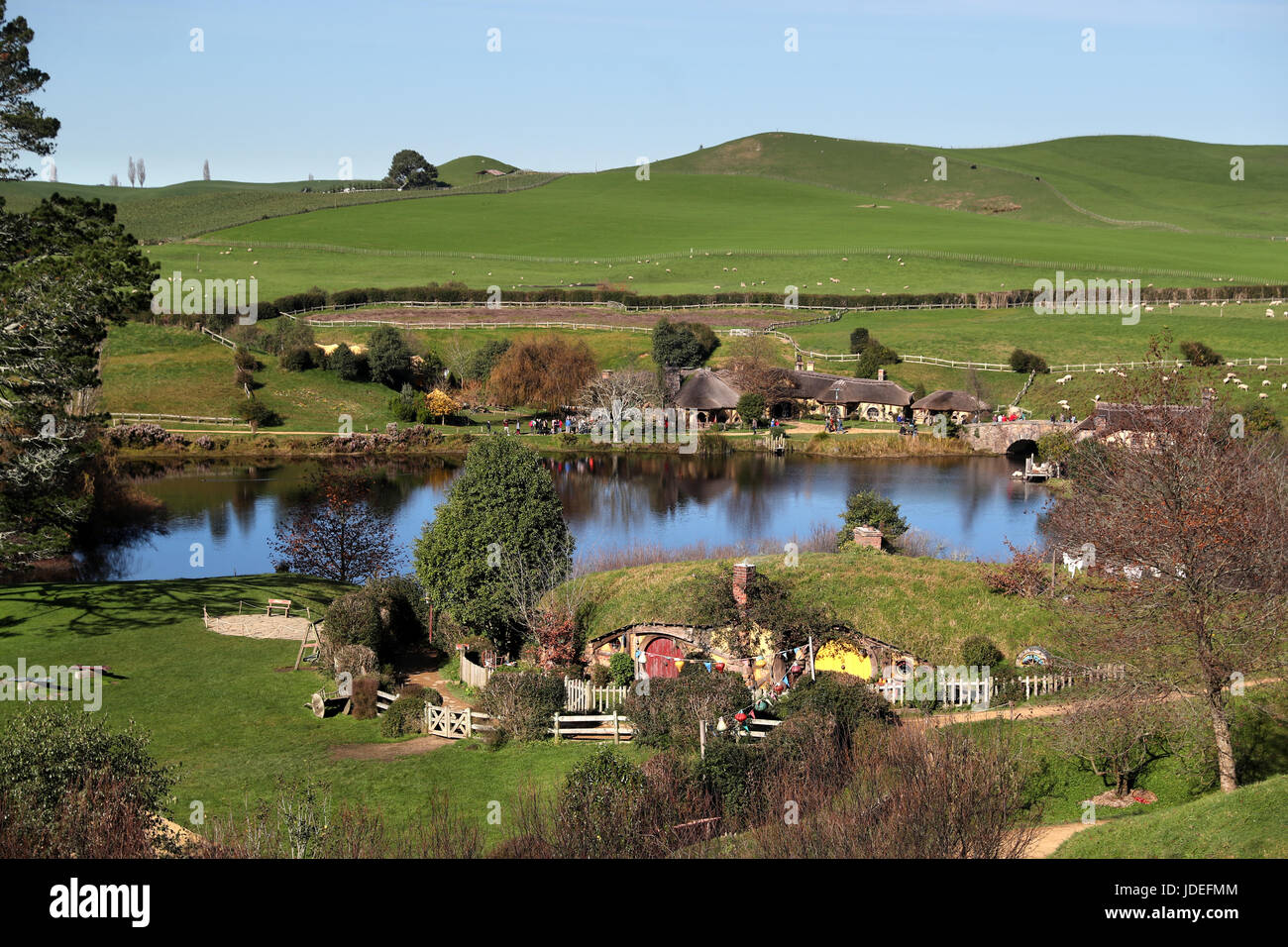 Hobbiton Movie Set, Hinuera, Matamata, Nouvelle-Zélande. Banque D'Images