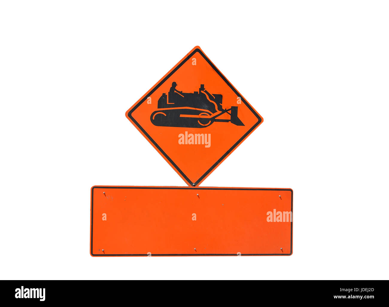 Panneau d'avertissement du tracteur de la construction Banque D'Images