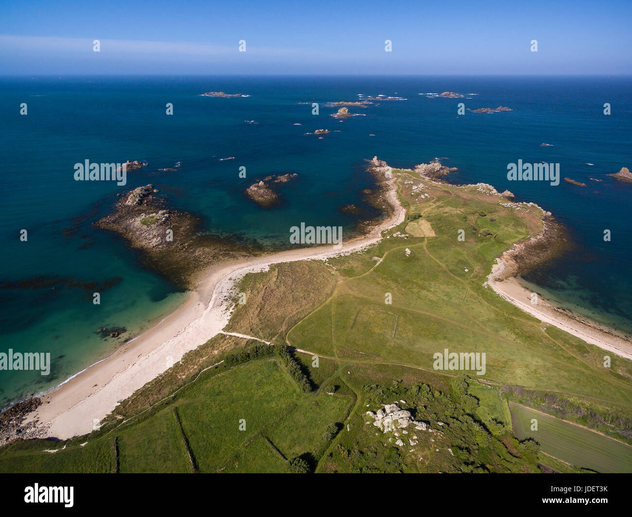 Vue aérienne de Bryher et les Îles Scilly Banque D'Images