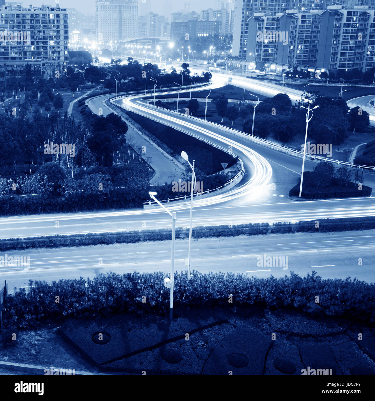 Belle Lumière piste à la route Banque D'Images