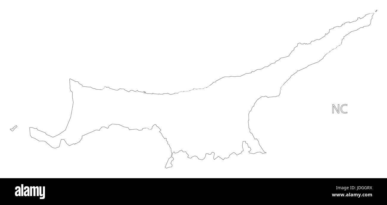 Chypre du Nord carte silhouette contour noir avec illustration Illustration de Vecteur