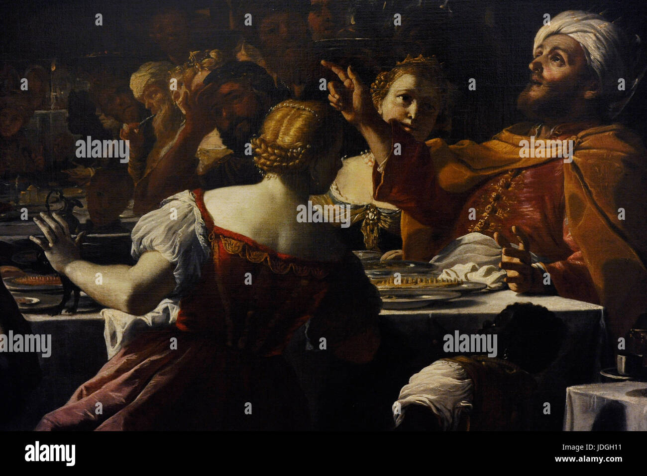Mattia Preti (1613-1699). Artiste baroque italien. La fête de Belshazzar. Huile sur toile. 1653-1659. Museo di Capodimonte. Naples, Italie. Banque D'Images