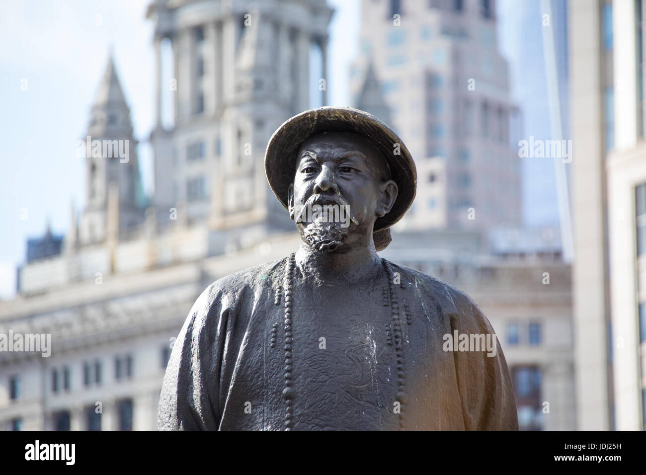 Statue de lin chinois Xu Ze dynastie Ching pionnier de la lutte contre la drogue, Chatham Square, Chinatown, New York Banque D'Images