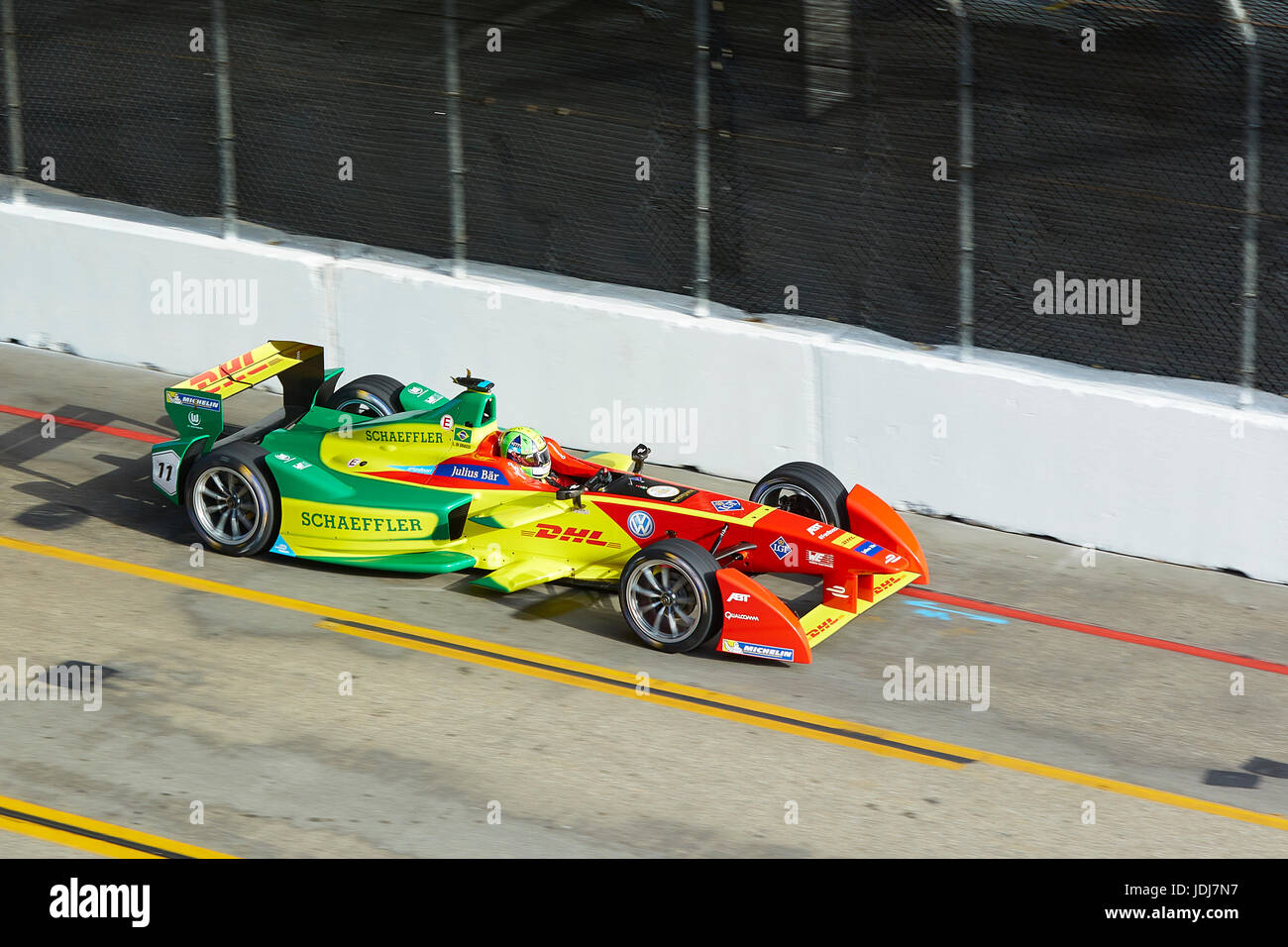 ABT Schaeffler Audi Sport Course automobile zéro émission au Long Beach Formule E Grand Prix Race pratique. Banque D'Images