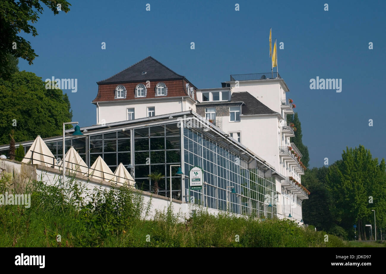 L'Europe, l'Allemagne, en Rhénanie du Nord-Westphalie, Bonn, Bad Godesberg, Hôtel du Rhin de Dreesen, exemple de l'hôtel des constructions sur le Rhin de 1894, , Europ Banque D'Images