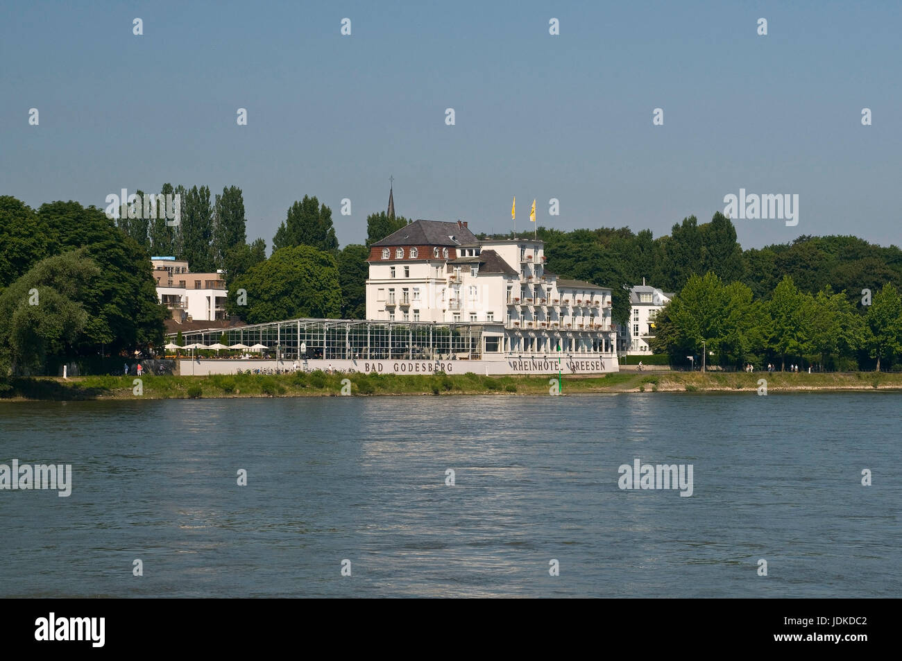 L'Europe, l'Allemagne, en Rhénanie du Nord-Westphalie, Bonn, Bad Godesberg, Hôtel du Rhin de Dreesen, exemple de l'hôtel des constructions sur le Rhin de 1894, , Europ Banque D'Images