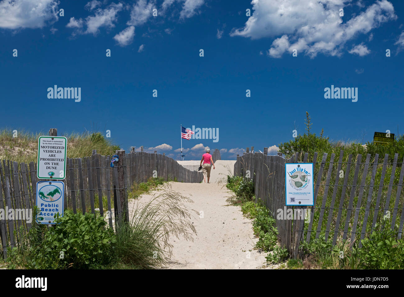 Broadkill Beach, Delaware - l'accès du public à une plage de l'océan Atlantique dans le sud-est du Michigan. Banque D'Images