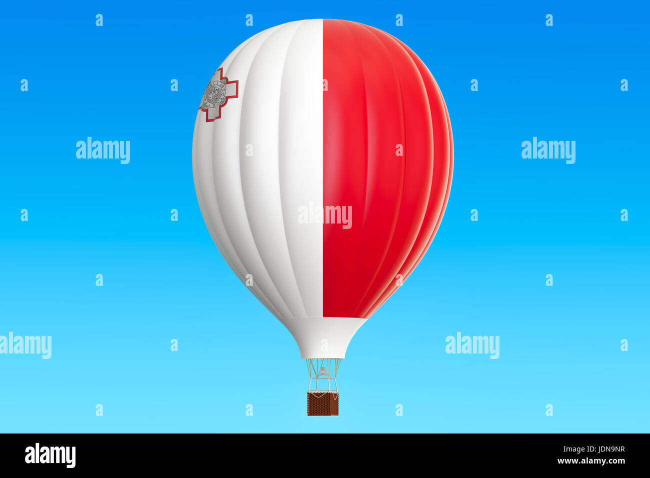 Hot Air Balloon avec drapeau Malte, rendu 3D Banque D'Images