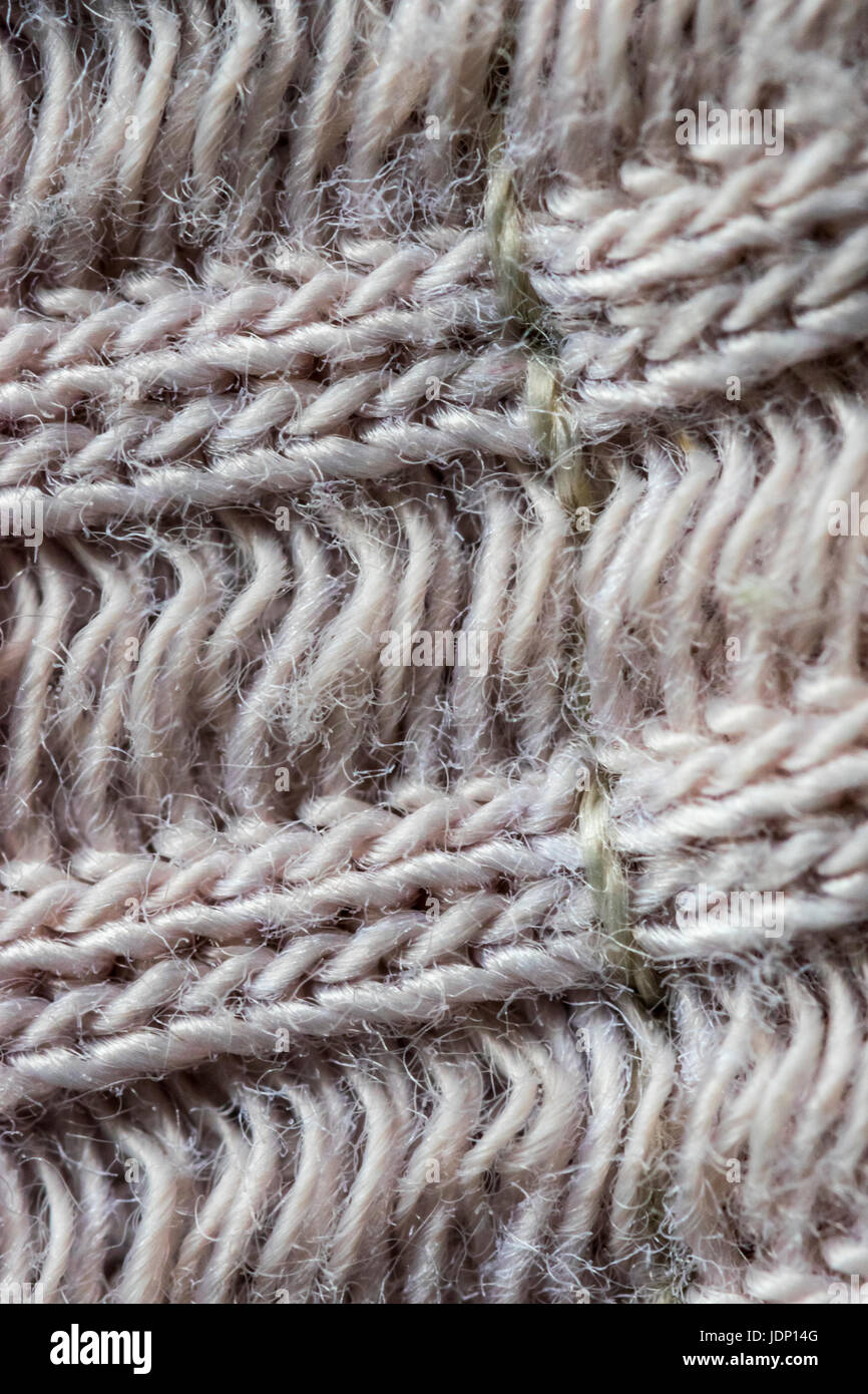 La laine blanche motif textile, habillement macro Banque D'Images