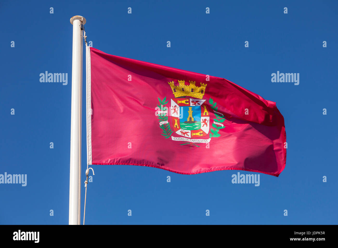 Drapeau de la ville de Cartagena, région de Murcie, Espagne Banque D'Images