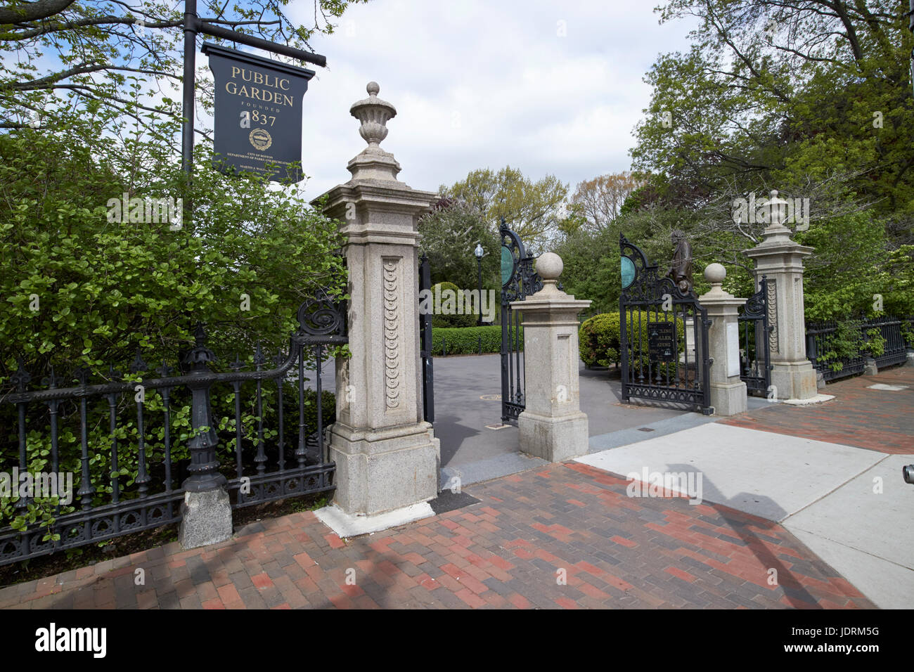 Entrée au jardin public de Boston USA Banque D'Images