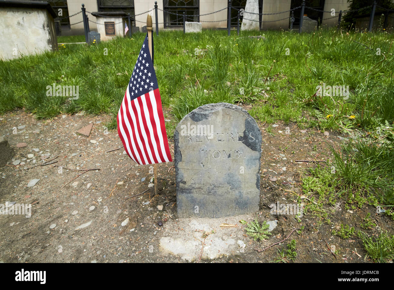 Tombeau de marqueur d'origine paul vénère tombe du Granary Burying Ground Boston USA Banque D'Images