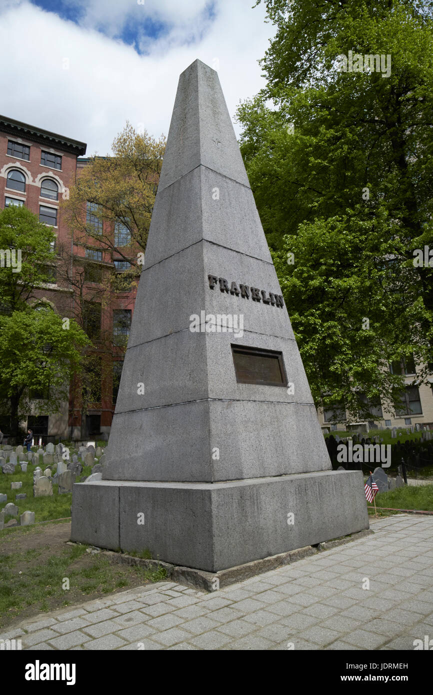 Benjamin franklins Granary Burying Ground memorial parents Boston USA Banque D'Images