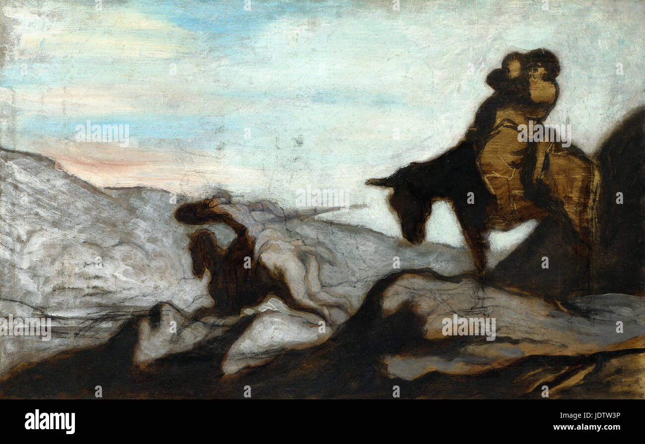 Daumier Honoré-Victorin - Don Quichotte et Sancho Panza 1855 Banque D'Images