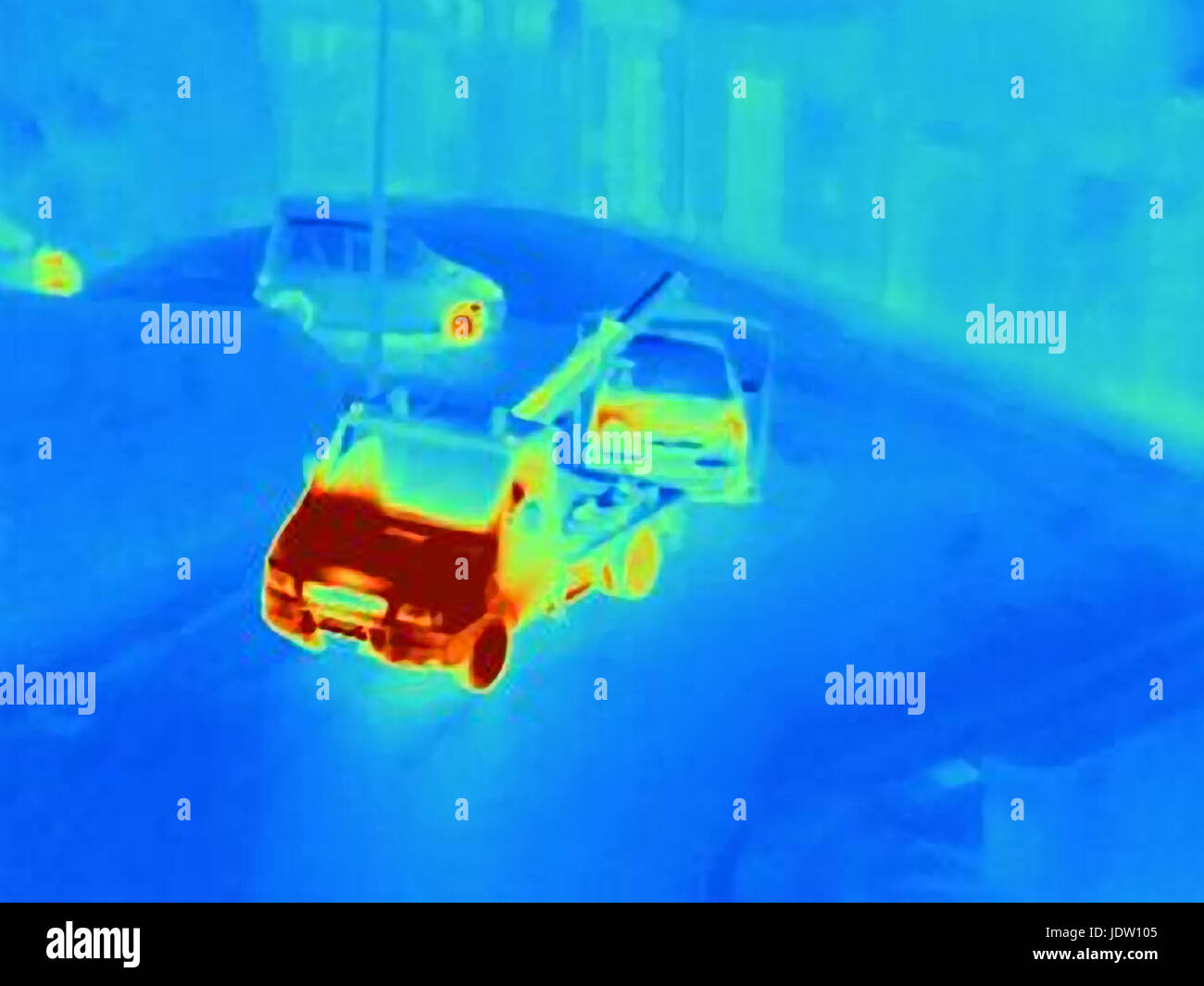 Image thermique de la dépanneuse au travail Banque D'Images