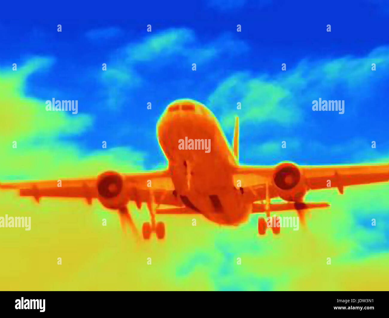 Image thermique d'atterrissage de l'avion Banque D'Images