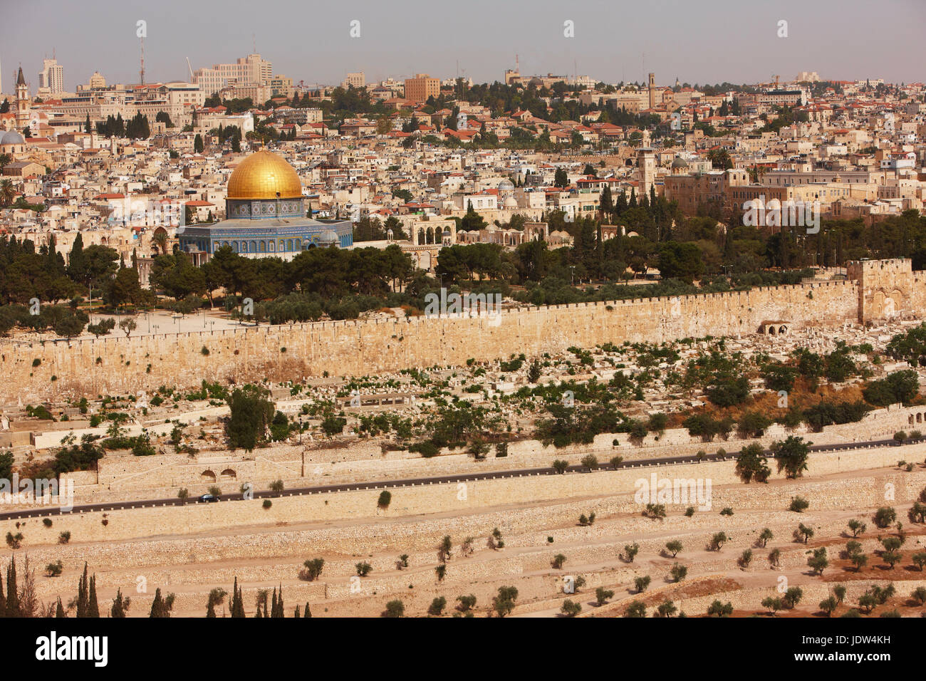 Vue sur le mont du Temple de la montagne de Sion, Jérusalem, Israël Banque D'Images