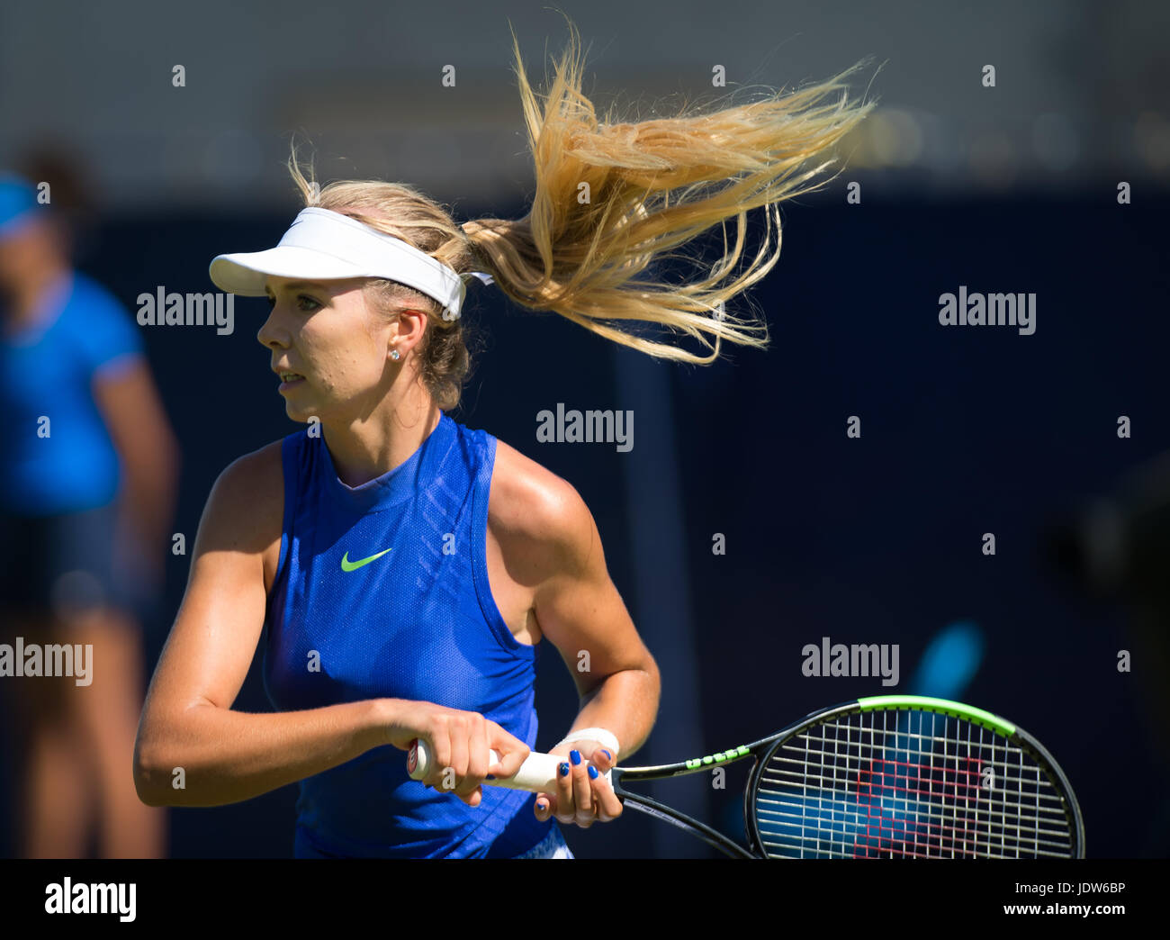 BIRMINGHAM, Grande-bretagne - 17 juin : Katie Boulter en action le Premier Ministre de l'ATA classique Aegon 2017 Tournoi de tennis Banque D'Images