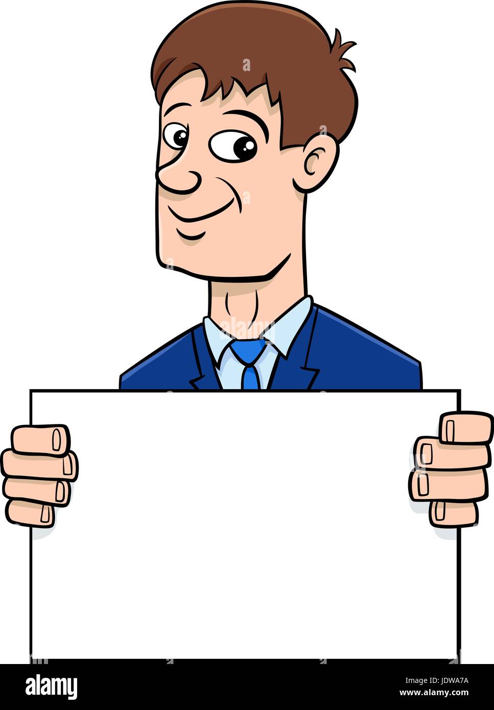 Cartoon Illustration de l'homme d'affaires ou de caractère avec tableau blanc vierge ou une carte Illustration de Vecteur