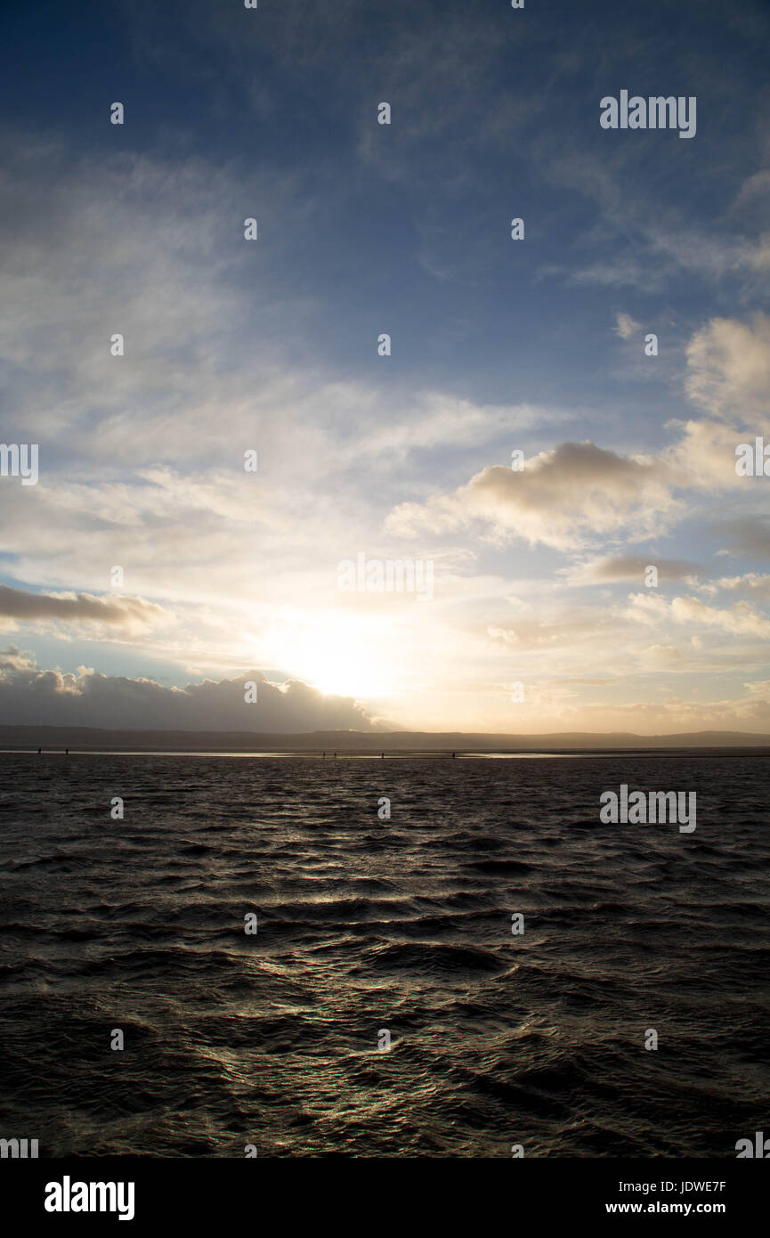 Marine Lake West Kirby Wirral Sunset HDR Banque D'Images